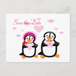 Valentijn pinguïns slaan de datum Briefkaarten