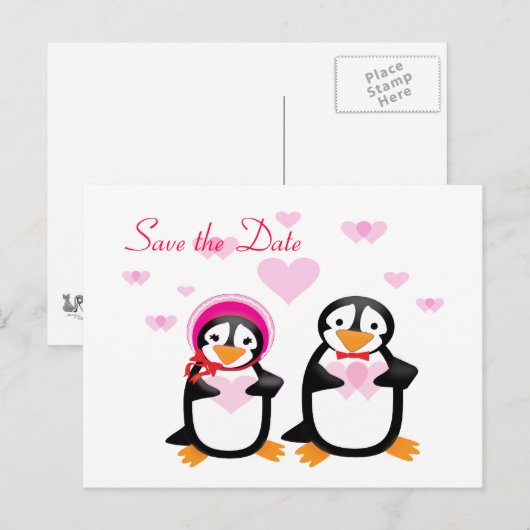 Valentijn pinguïns slaan de datum Briefkaarten (Voorkant / Achterkant)
