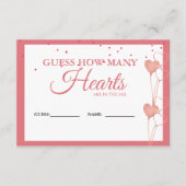 Valentijn Pink Heart Guess Hoeveel harten spel Informatiekaartje (Voorkant)