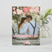 Valentijn Pink Hearts Overlay Voeg je eigen foto t Feestdagenkaart (Staand voorkant)