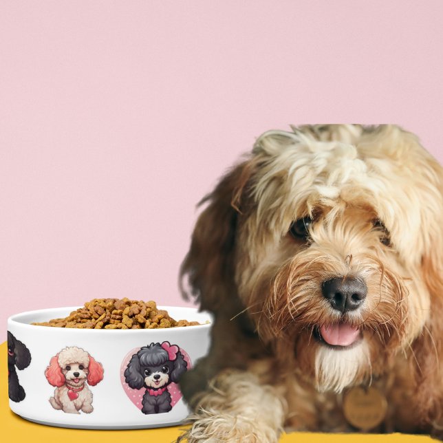Valentijn poedelhond | Hondenkommen Voerbakje (Valentine Poodle Dog | dog bowls)