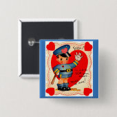 valentijn politiejongen uit 1930 vierkante button 5,1 cm (Voorkant /achterkant)