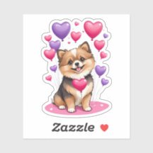 Valentijn Pomeranian 3"x 3"Vinyl Stickers