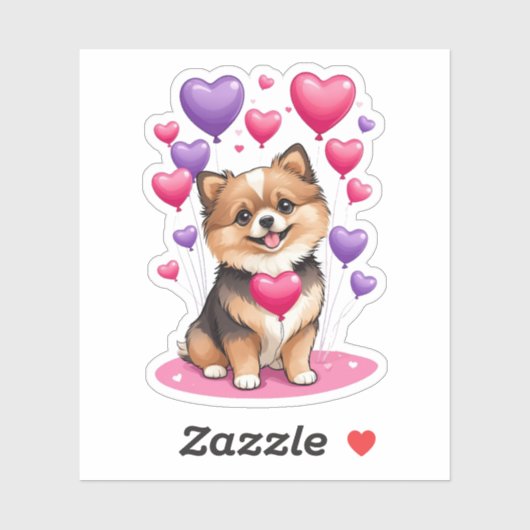 Valentijn Pomeranian 3"x 3"Vinyl Stickers (Vel)