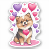Valentijn Pomeranian 3"x 3"Vinyl Stickers (Voorkant)