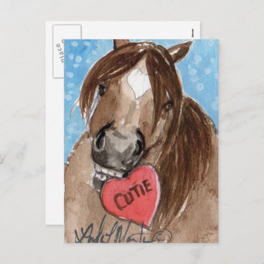 Valentijn Pony Briefkaart Brown (Voorkant / Achterkant)