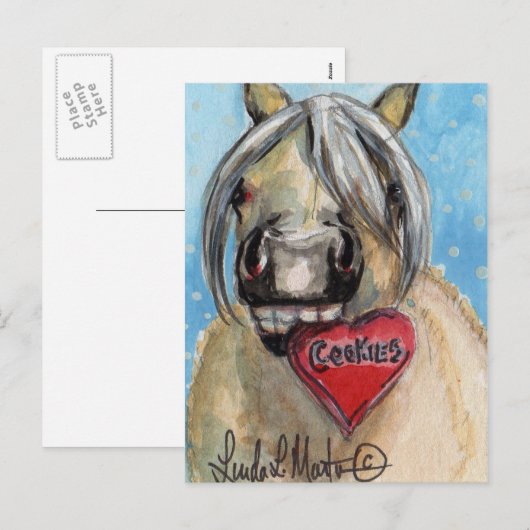 Valentijn Pony Briefkaart Palamino (Voorkant / Achterkant)