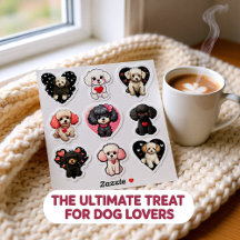 Valentijn Poodle Dog set van 9 stickers