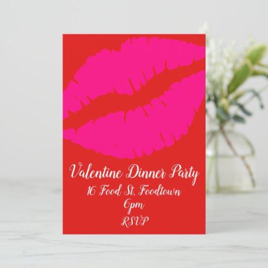 Valentijn pop Art Lips Retro Diner Party Kaart (Staand voorkant)