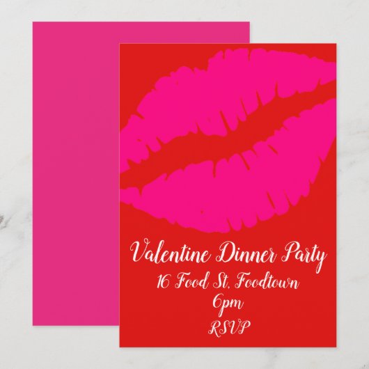 Valentijn pop Art Lips Retro Diner Party Kaart (Voorkant / Achterkant)