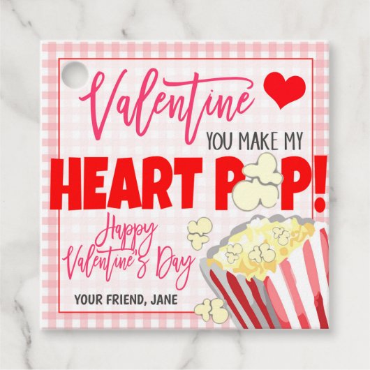Valentijn Popcorn Gift Label (Voorkant)