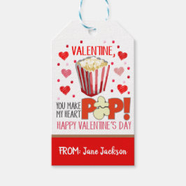 Valentijn Popcorn Gift Label Cadeaulabel