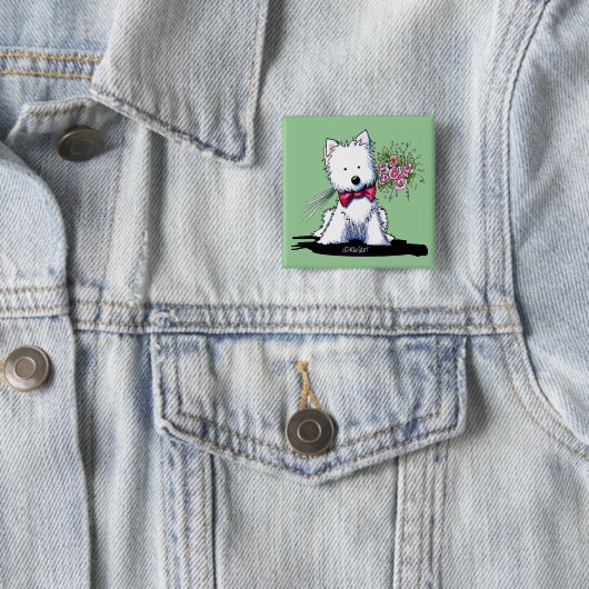 Valentijn Prince Westie Pin Button (In situ)
