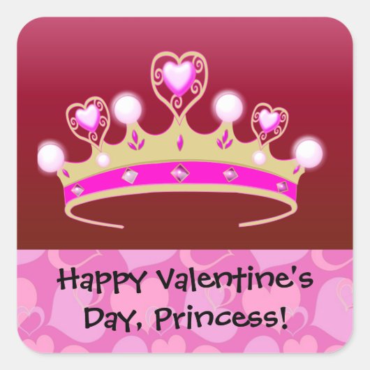 Valentijn Princess Vierkante Sticker (Voorkant)