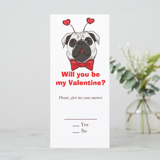 Valentijn Pug Dog (Staand voorkant)