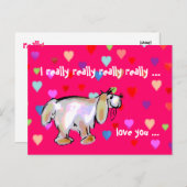 Valentijn Pup & Hearts ~ Briefkaart (Voorkant / Achterkant)