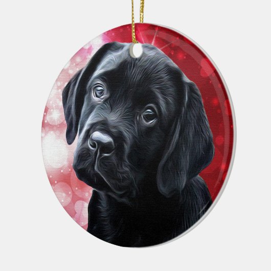 Valentijn Puppy - Black Labrador - Lab Puppy Keramisch Ornament (Links)