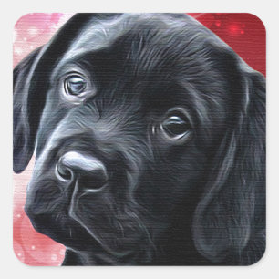 Valentijn Puppy - Black Labrador - Lab Puppy Vierkante Sticker