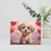 Valentijn Puppy Briefkaart (Staand voorkant)