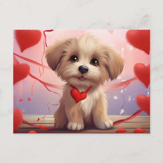 Valentijn Puppy Briefkaart (Voorkant)