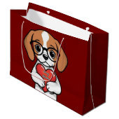 Valentijn Puppy Groot Cadeauzakje (Voorkant Gekanteld)