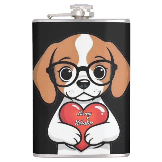 Valentijn Puppy Heupfles (Voorkant)