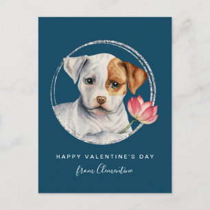 Valentijn Puppy Holiding Flower Briefkaart