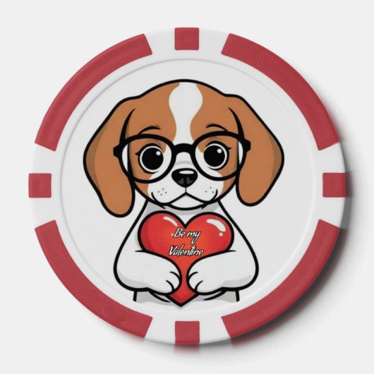 Valentijn Puppy Poker Chips (Voorkant)