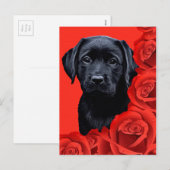 Valentijn Puppy Rozen - Labrador - Zwart lab Feestdagenkaart (Voorkant / Achterkant)