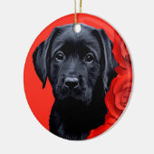 Valentijn Puppy Rozen - Labrador - Zwart lab Keramisch Ornament (Links)