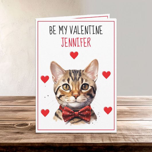Valentijn Purrfect Bengalen Kat Gevouwen Wenskaart Kaart