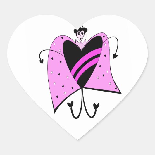 Valentijn Queen liefde bug Hart Sticker (Voorkant)