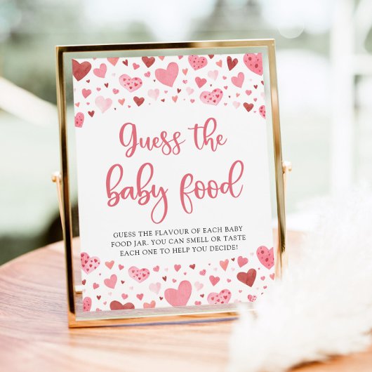 Valentijn Raad de Baby Food Baby shower Game Poster