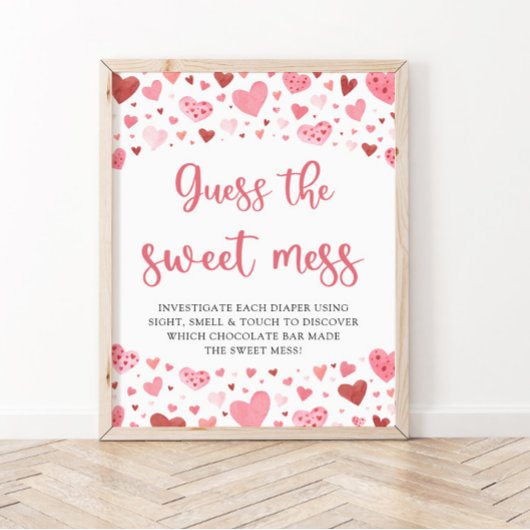 Valentijn Raad de Sweet Mess Baby shower Game Poster