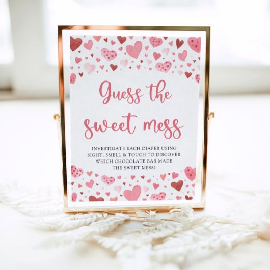 Valentijn Raad de Sweet Mess Baby shower Game Poster