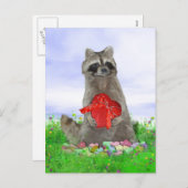 Valentijn Raccoon Bandit Feestdagenkaart (Voorkant / Achterkant)