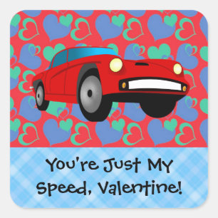 Valentijn Race Car Vierkante Sticker
