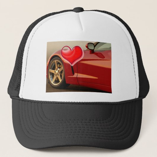 Valentijn Red Corvette Trucker Pet (Voorkant)