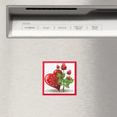 VALENTIJN RED HEART EN RED ROSES MAGNET (Insitu (Vaatwasser))