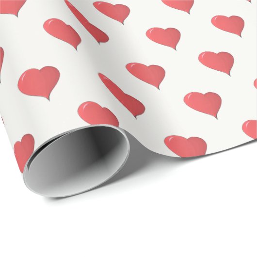 Valentijn Red Heart Pattern Cadeaupapier (Rol Hoek)