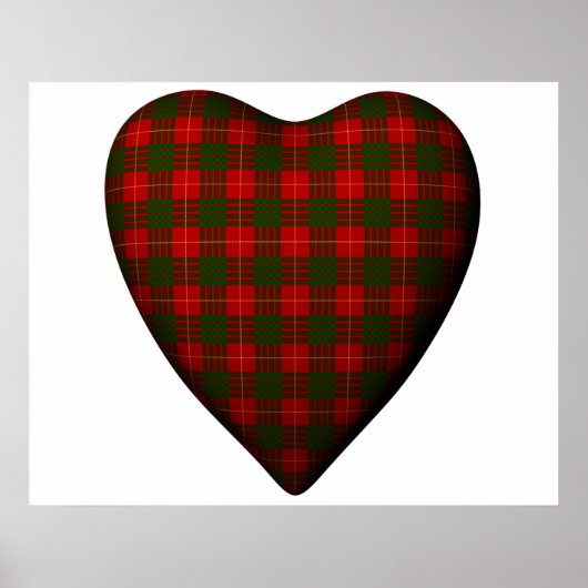 Valentijn Red Heart Scottish Cameron Tartan Poster (Voorkant)