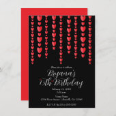 Valentijn Red Hearts Februari Zwart Verjaardagsfee Kaart (Voorkant / Achterkant)