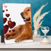 Valentijn Red Hearts Golden Retriever Dog Fotoplaat (Zijkant)
