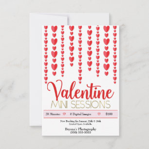 Valentijn Red Hearts Mini Sessies Fotografie Kaart