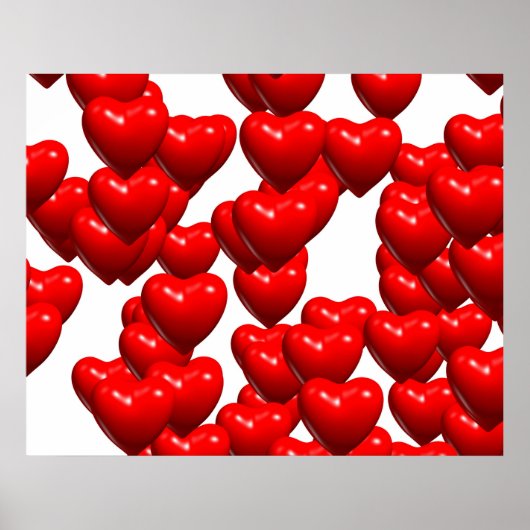 Valentijn Red Hearts Random Bunch Glossy Poster (Voorkant)