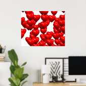 Valentijn Red Hearts Random Bunch Glossy Poster (Thuiskantoor)