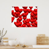 Valentijn Red Hearts Random Bunch Glossy Poster (Keuken)