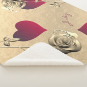 Valentijn Red Hearts Roos Gold Sherpa Blanket Sherpa Deken (3/4)