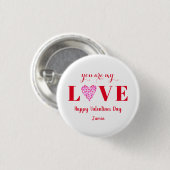 Valentijn Red Love Script Heart Ronde Button 3,2 Cm (Voorkant /achterkant)