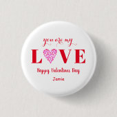 Valentijn Red Love Script Heart Ronde Button 3,2 Cm (Voorkant)